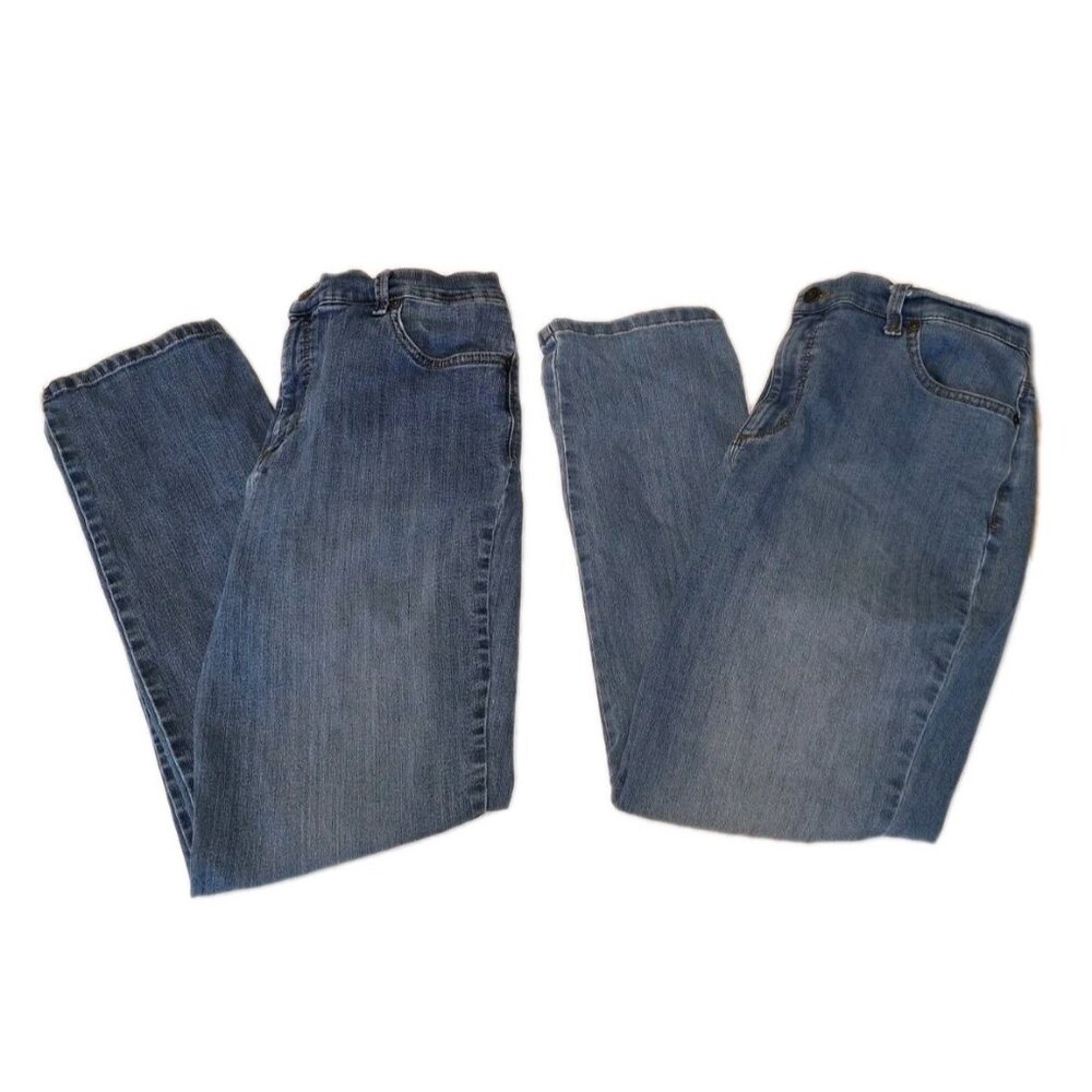 Gloria Vanderbilt Women's Size 14 Petite Blue Jeans 34x27 Lot Of Two